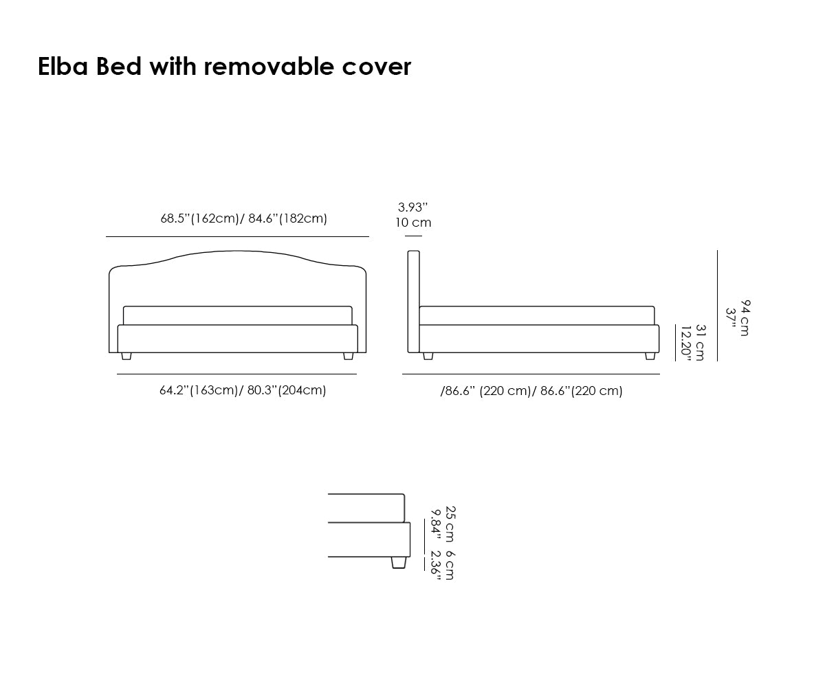 Elba Bed. Removable Cover.