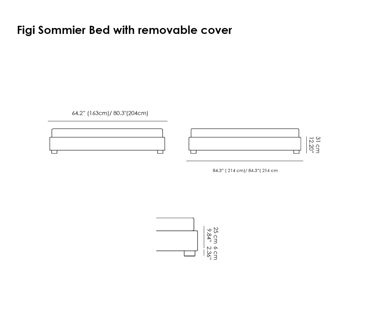 Figi Sommier Bed. Removable Cover.