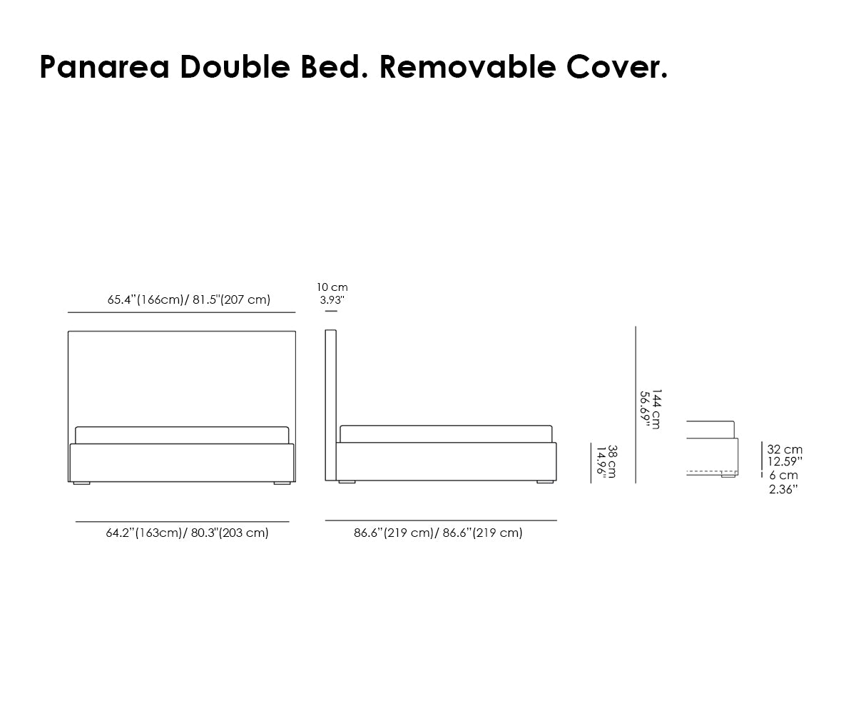 Panarea Double Bed. Removable Cover.