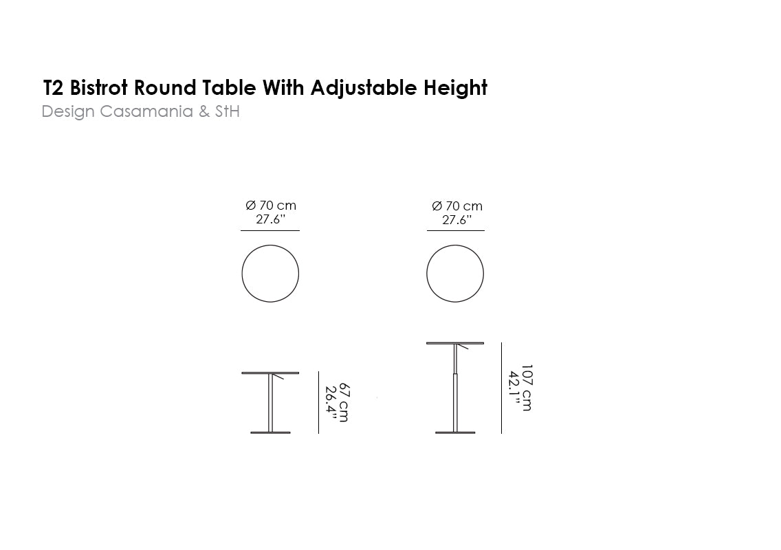 T2 Bistrot Round Table With Adjustable Height
