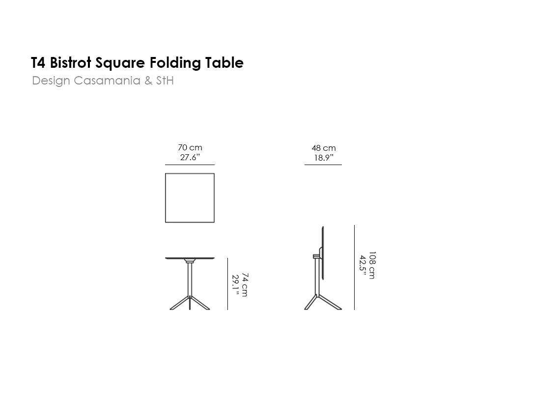 T4 Bistrot Square Folding Table