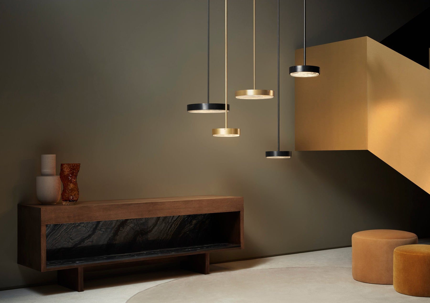 Anvers Small Pendant Lamp In Bronze With Honed Alabaster (Quick Ship)