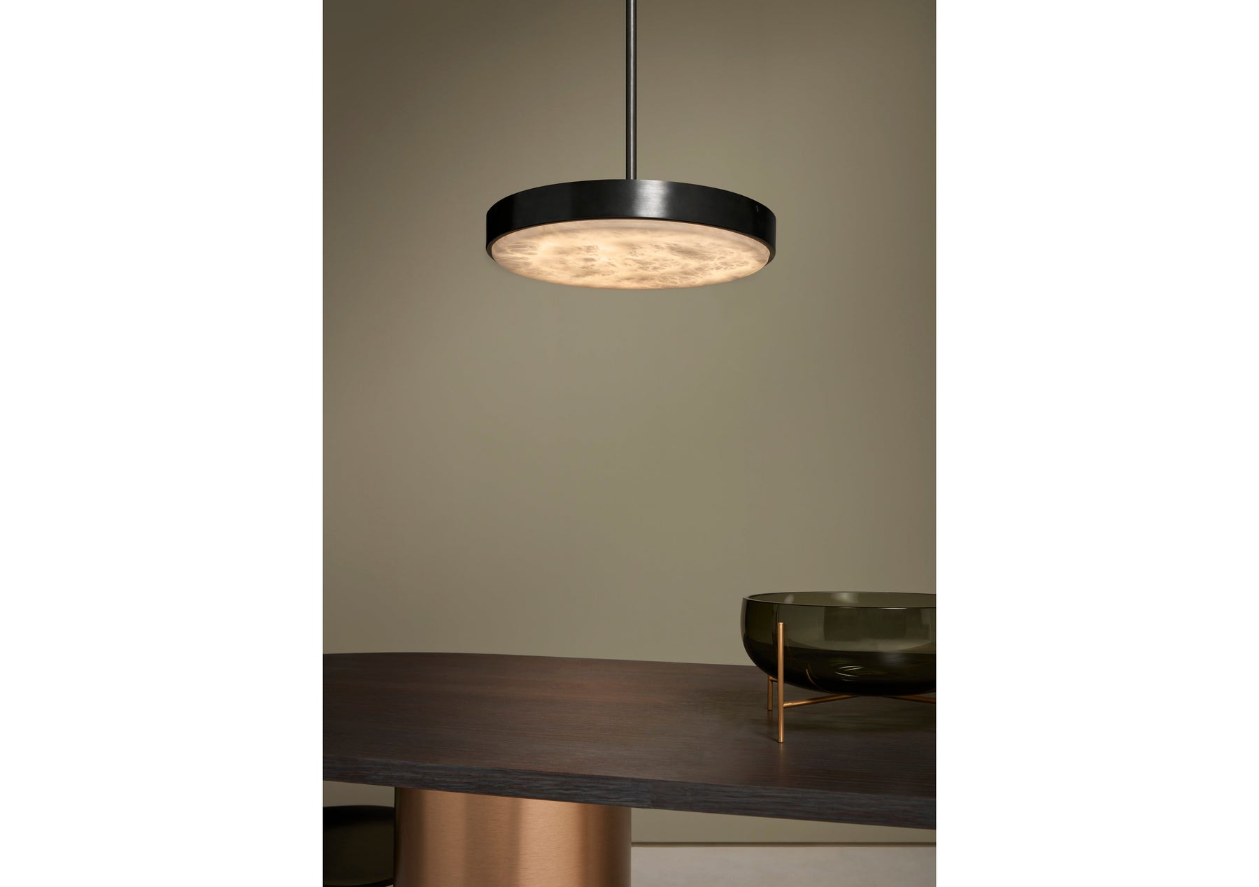 Anvers Small Pendant Lamp In Bronze With Honed Alabaster (Quick Ship)