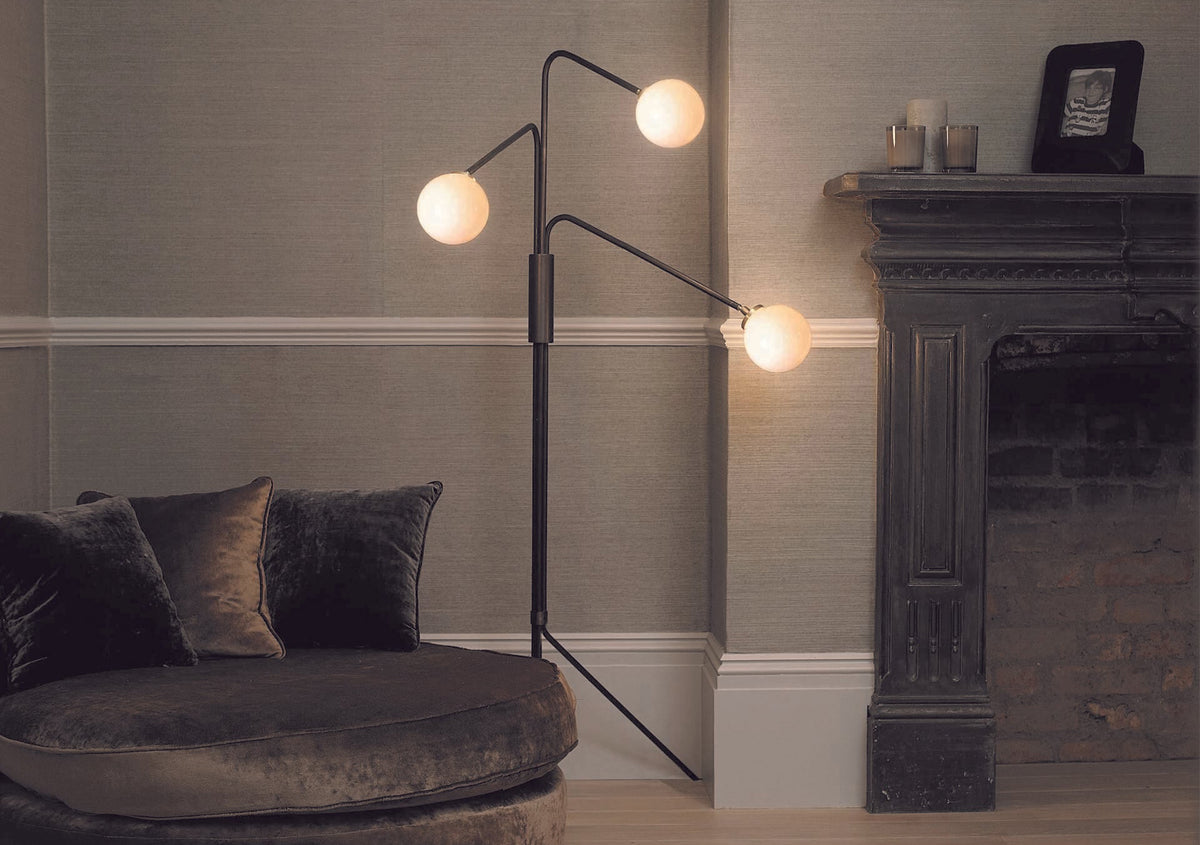 Array Floor Lamp In Opal Bronze With Satin Brass (Quick Ship)