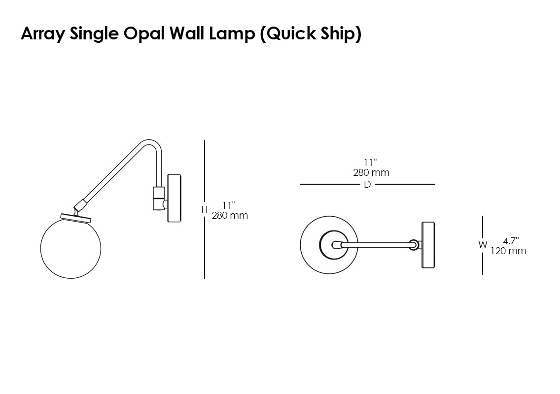 Array Single Opal Wall Lamp (Quick Ship)