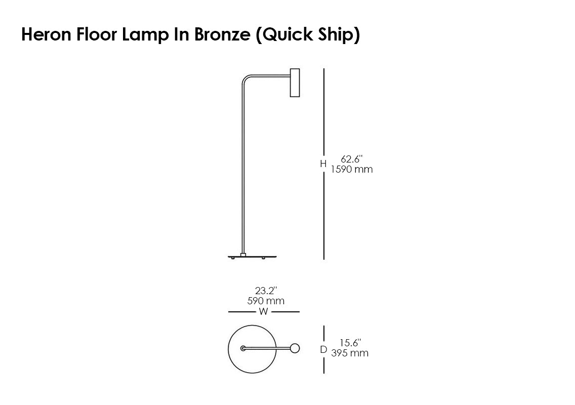Heron Floor Lamp In Bronze (Quick Ship)