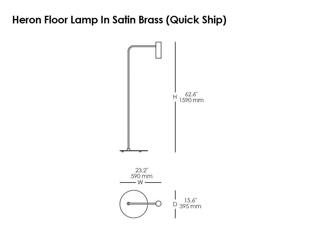 Heron Floor Lamp In Satin Brass (Quick Ship)