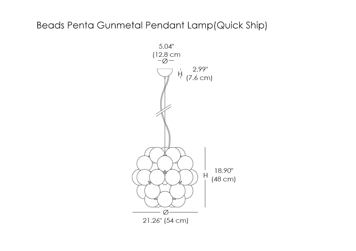 Beads Penta Gunmetal Pendant Lamp (Quick Ship)