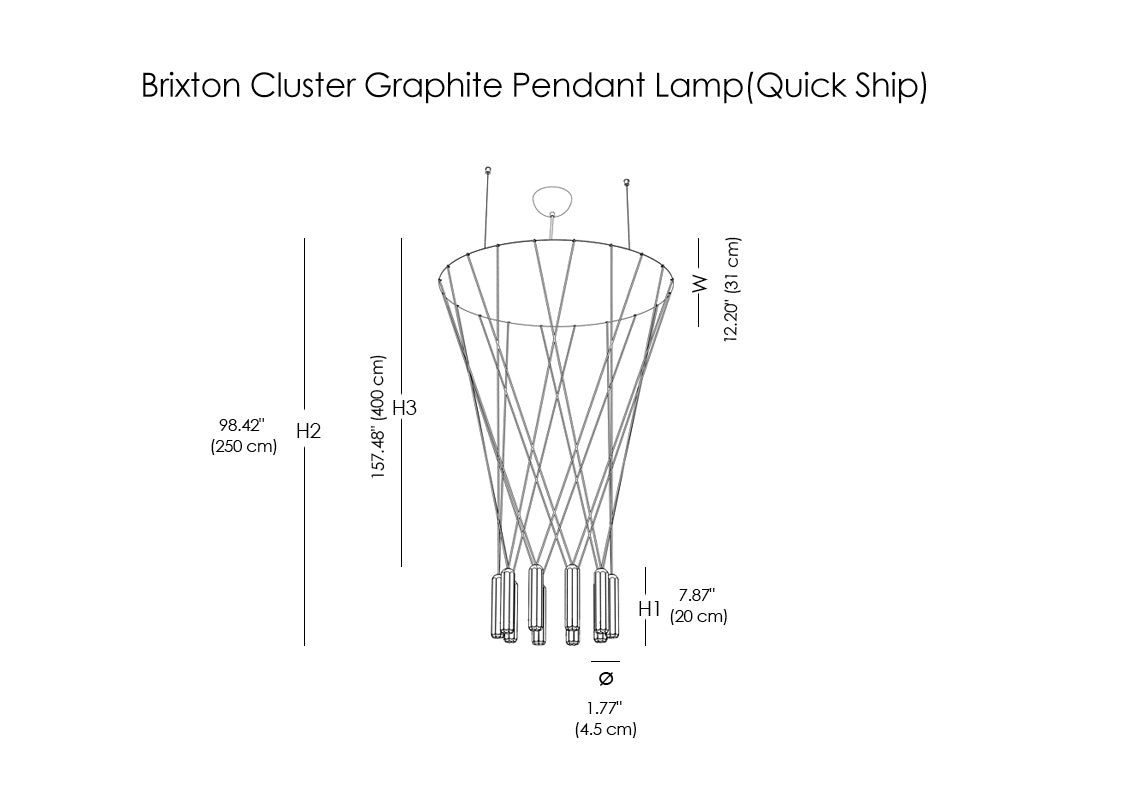 Brixton Cluster Graphite Pendant Lamp (Quick Ship)