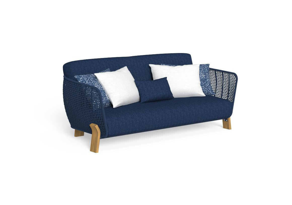 Finish - Natural Teak Frame Ocean Blue Cushions