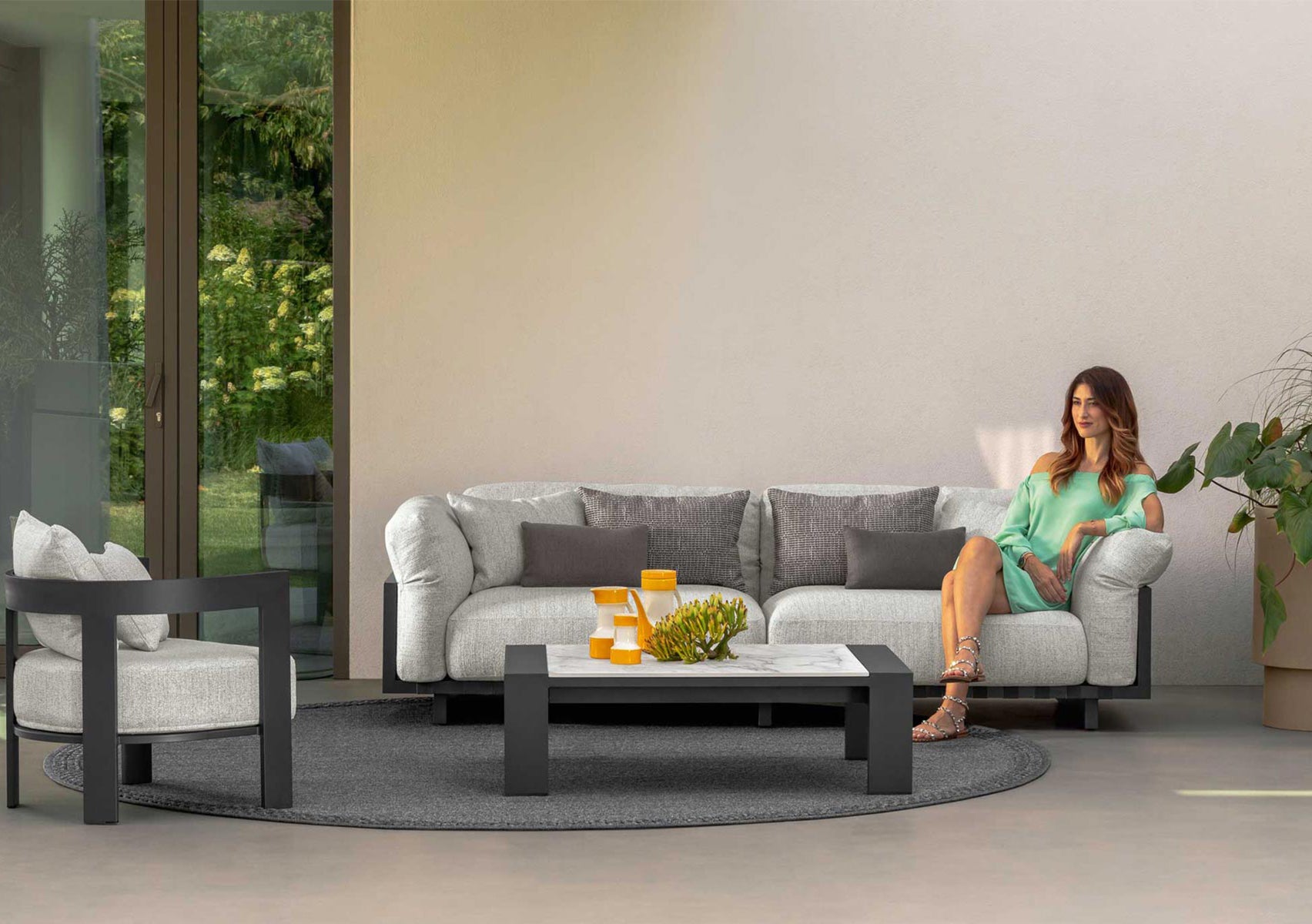 Argo//Alu Three Seater Sofa