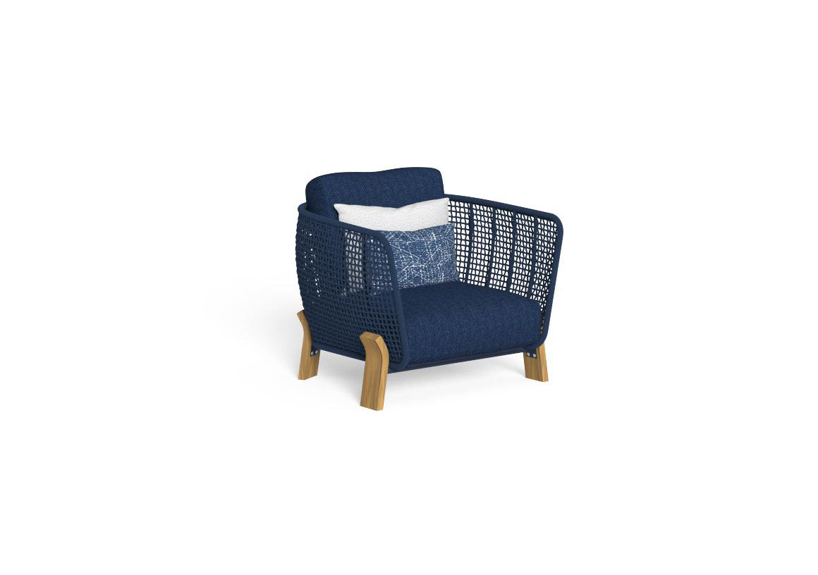 Finish - Natural Teak Frame Ocean Blue Cushions