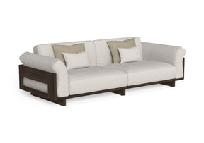 Finish - Rosewood Frame White Beige Cushions