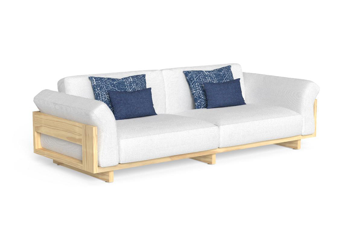 Finish - Natural Teak Frame Plain White Cushions