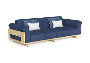 Finish - Natural Teak Frame Ocean Blue Cushions