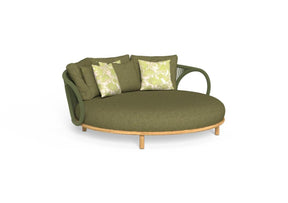 Finish - Natural Teak Frame Green Pine Cushions