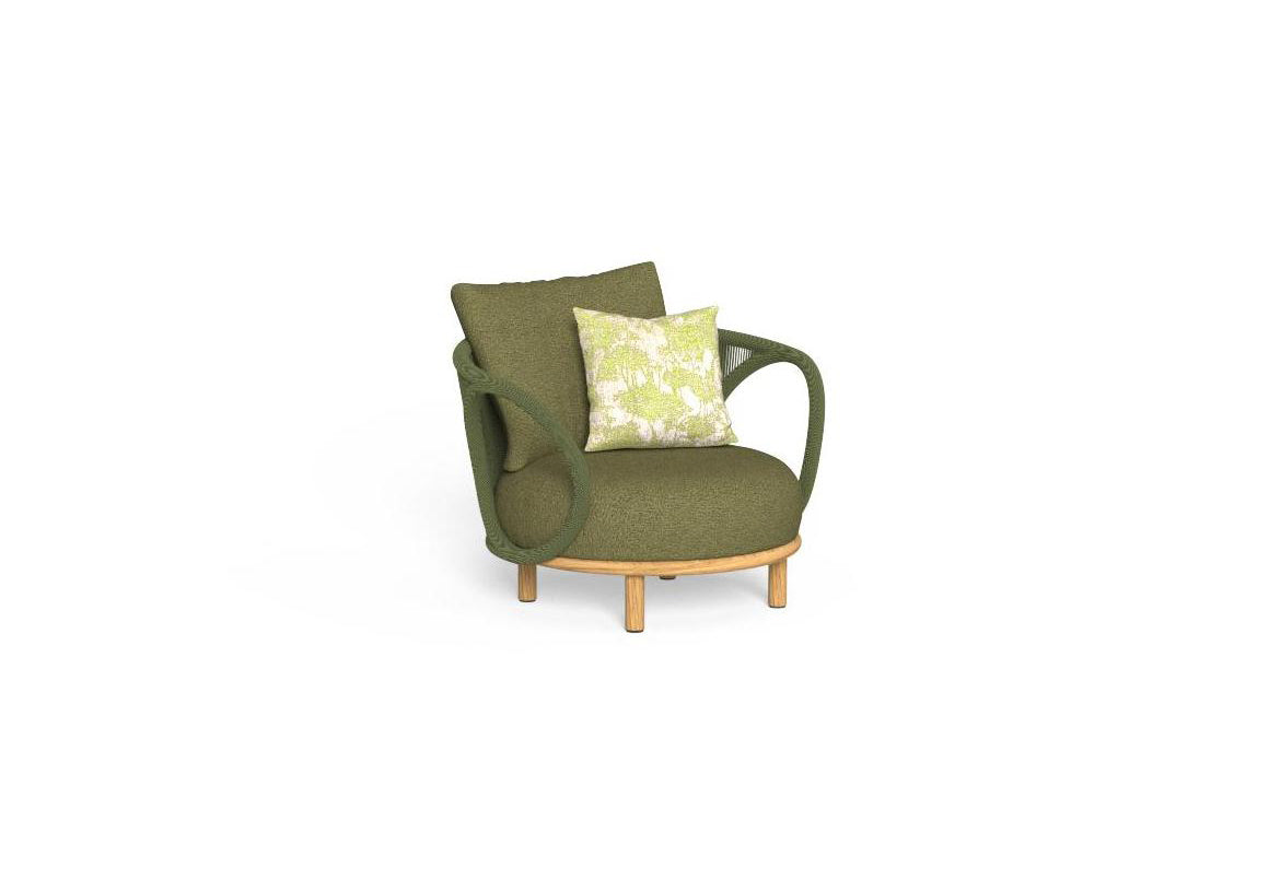 Finish - Natural Teak Frame Green Pine Cushions