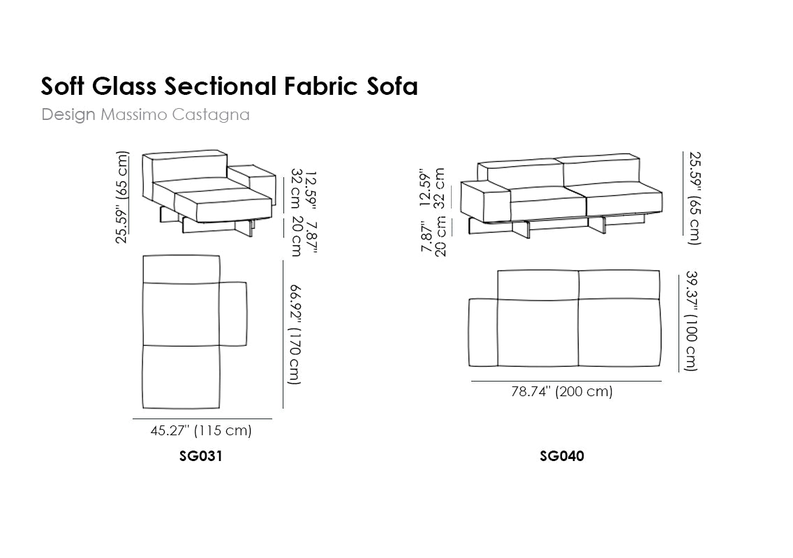 Soft Glass Sectional Fabric Sofa