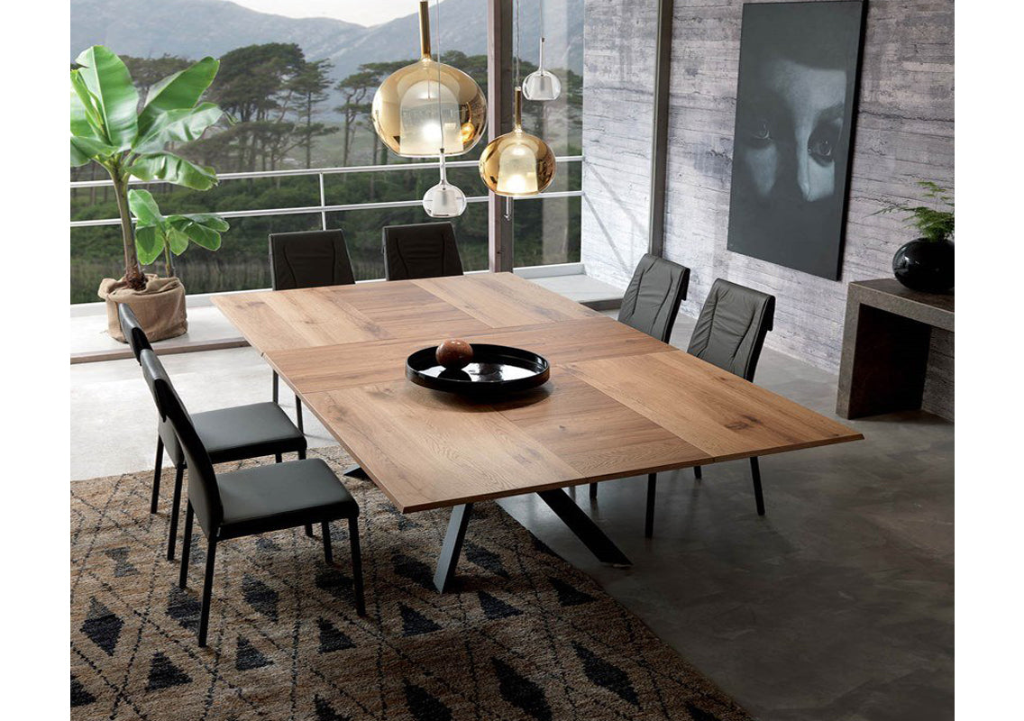 4X4 Extendable Dining Table Wild Cenere Oak Top (Quick Ship)