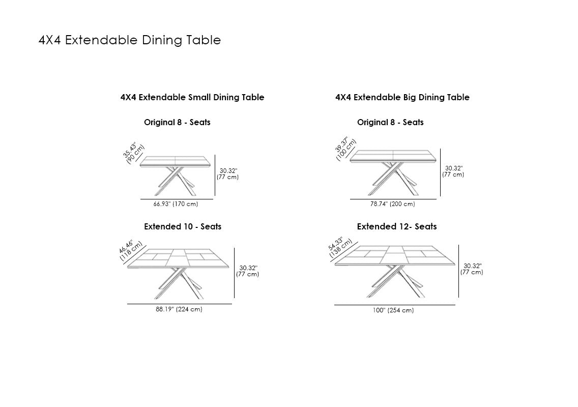 4X4 Extendable Dining Table