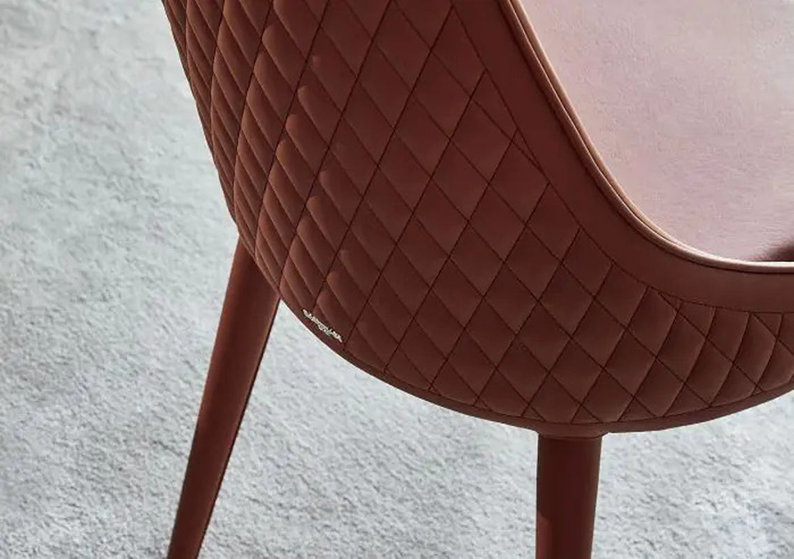 Clara Quilted Chair In Burnt Clay Leather (Quick Ship)
