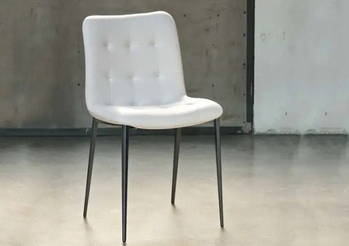 Kuga Metal Chair White Eco-Leather (Quick Ship) - 10 left