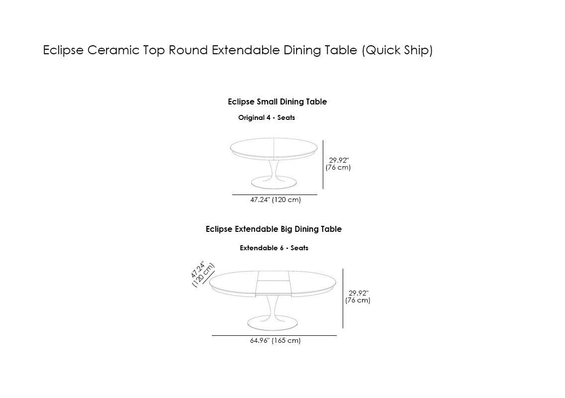 Eclipse Ceramic Top Round Extendable Dining Table (Quick Ship)