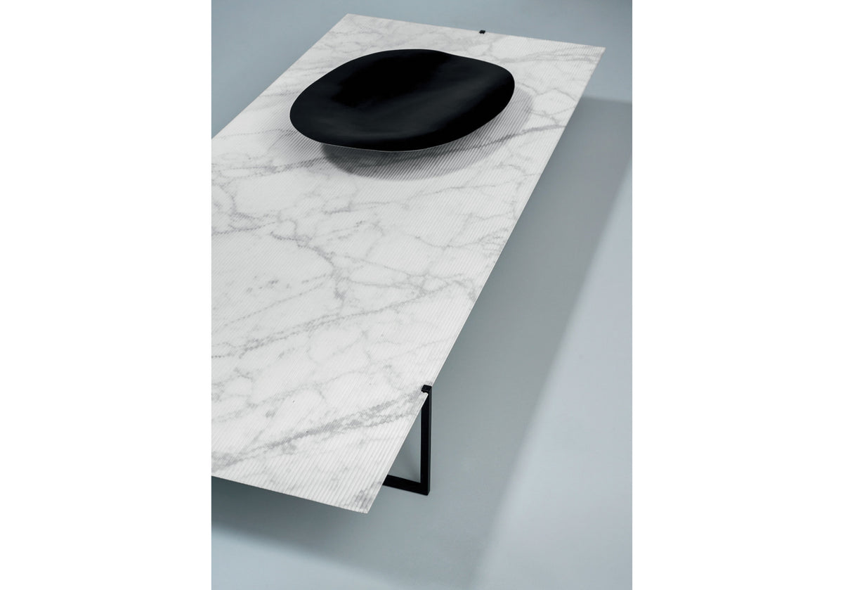 Icaro Stone Rectangular Table Lined Marble Top (Floor Model)
