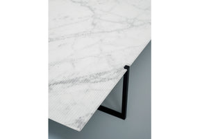 Icaro Stone Rectangular Table Lined Marble Top (Floor Model)