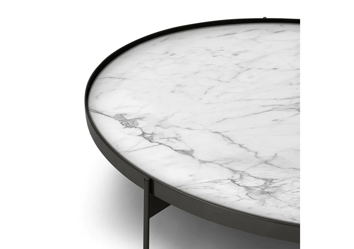 Abaco Coffee & Side Table with Calacatta Marble Glass Top (Quick Ship)
