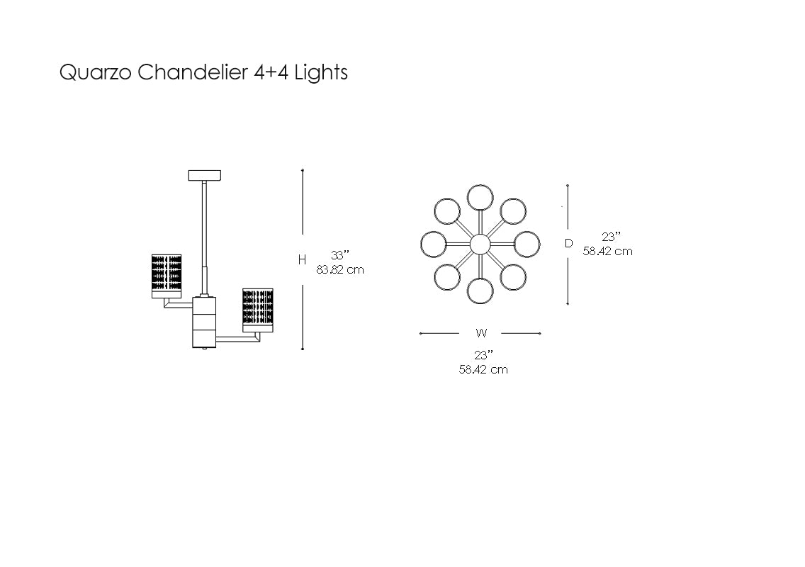 Quarzo Chandelier 4+4 Lights
