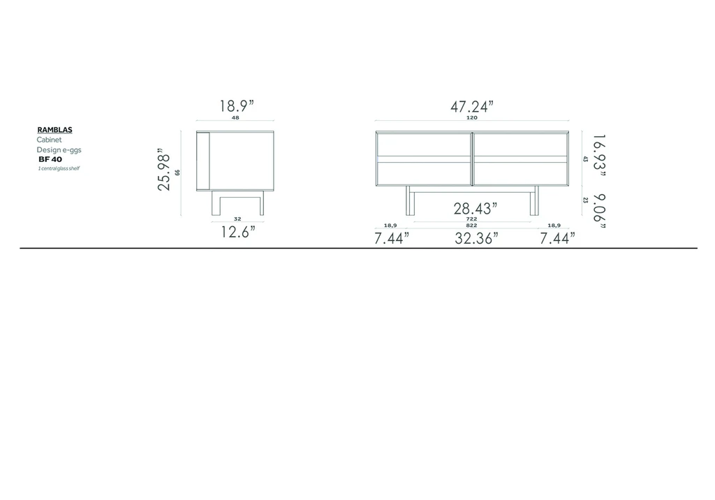 Ramblas Sideboard With Door Bookcase, Integrated Vase & Air Purifier