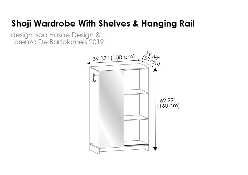 Shoji Wardrobe With Shelves & Hanging Rail