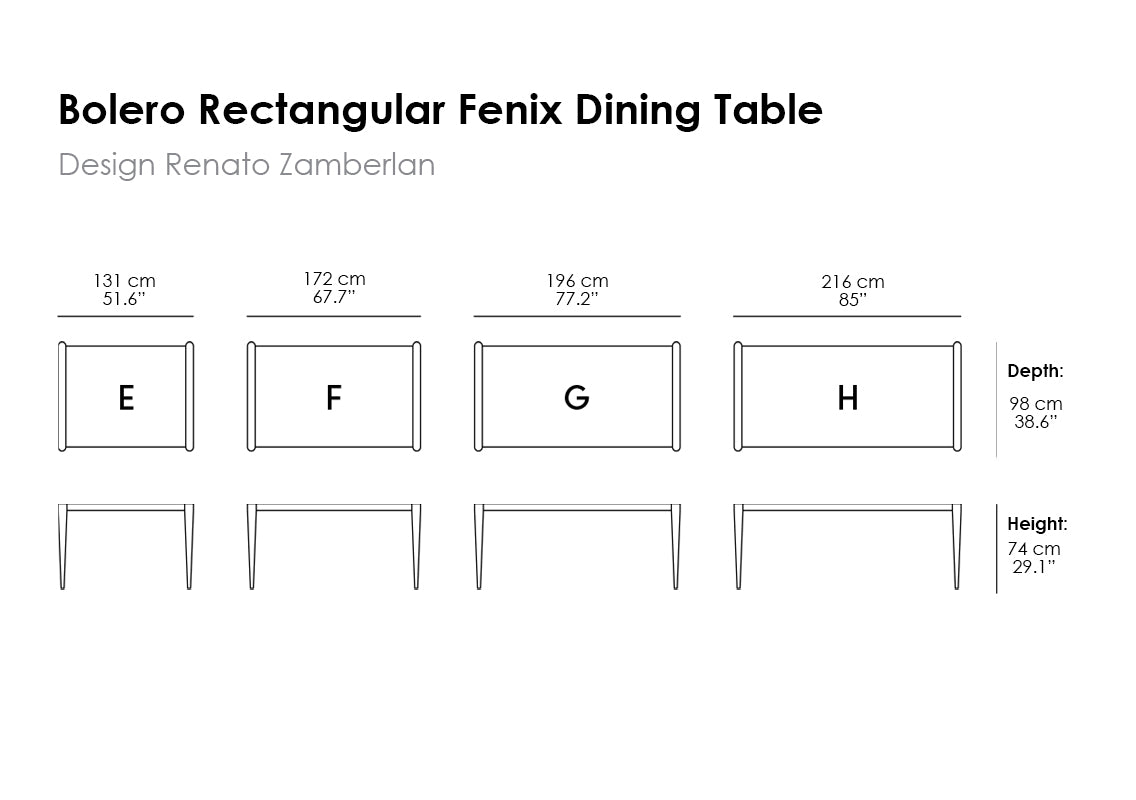 Bolero Rectangular Fenix Fixed Dining Table