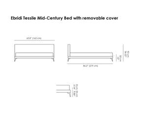 Ebridi Tessile Mid-Century Modern Bed. Removable Cover.