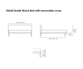 Ebridi Tessile Wood Bed. Removable Cover Modern.