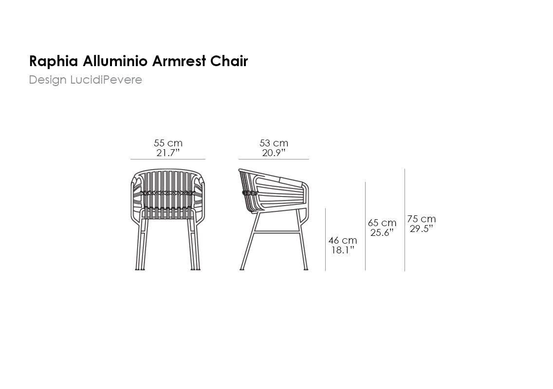 Raphia Alluminio Armrest Chair