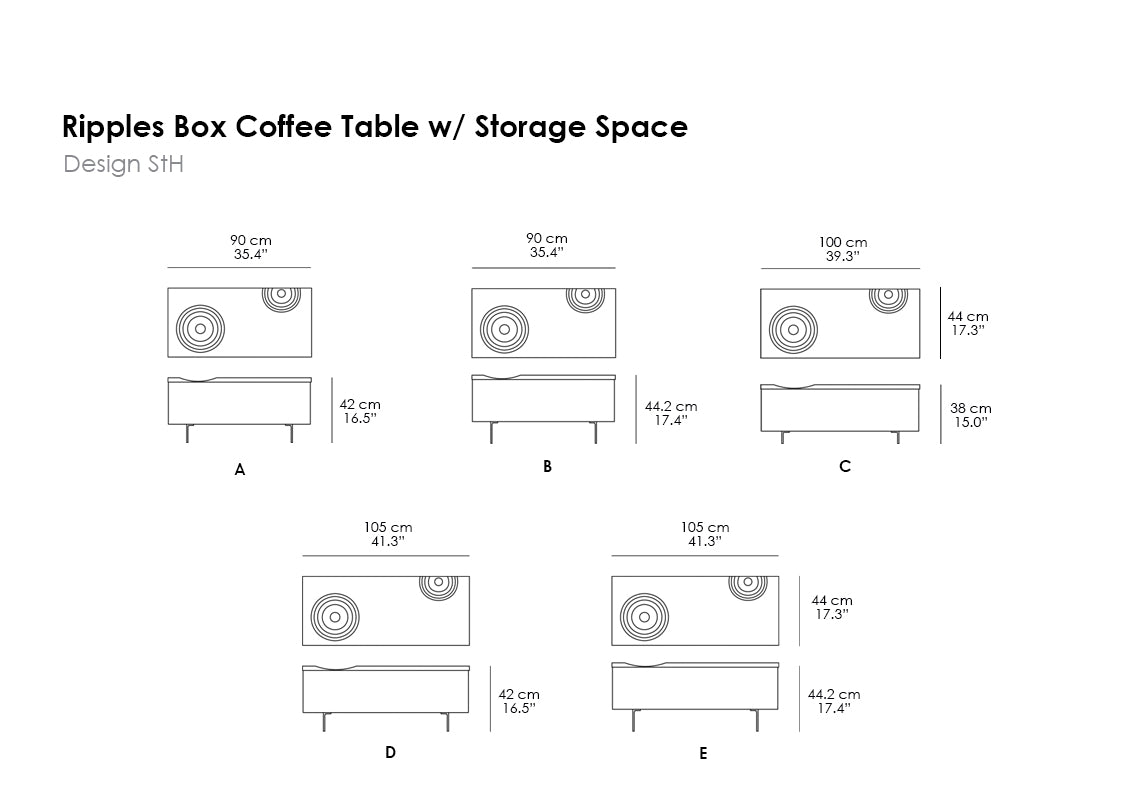 Ripples Box Coffee Table W/ Storage Space