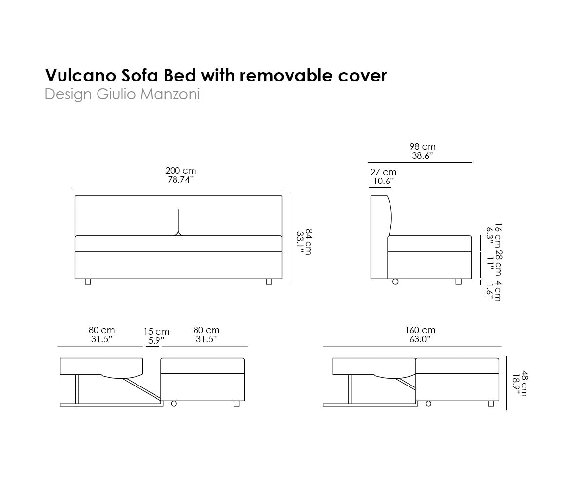 Vulcano Sofa Bed. Removable Cover.
