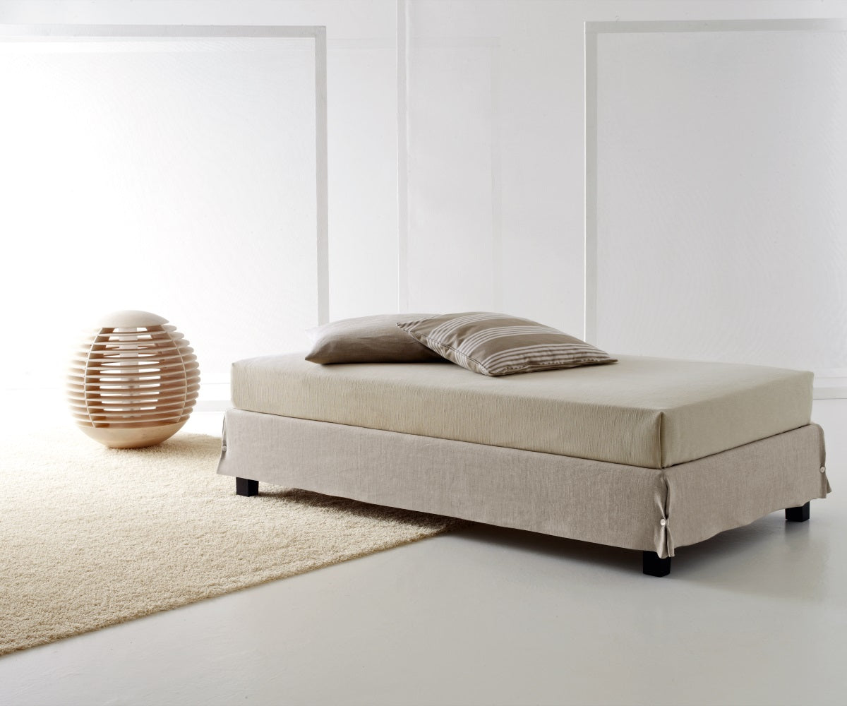 White Sommier Bed. Removable Cover.