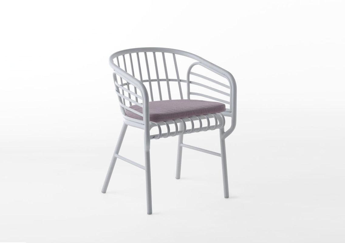 Raphia Alluminio Armrest Chair