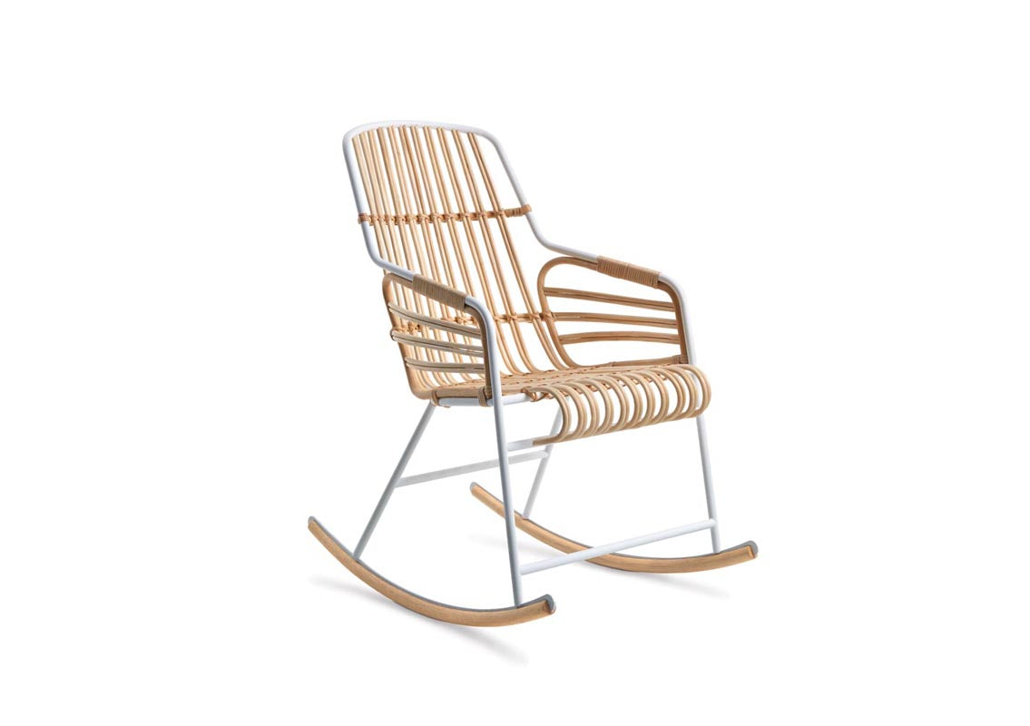 Raphia Rattan Rocking Armchair