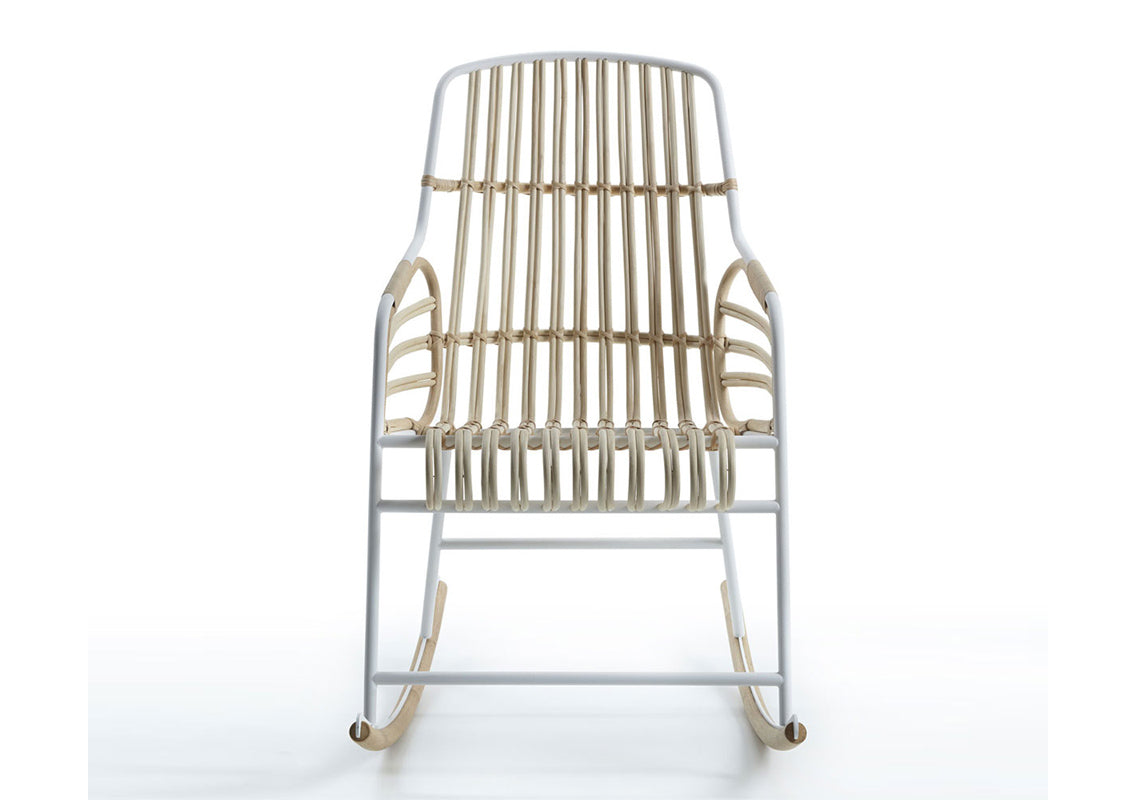 Raphia Rattan Rocking Armchair