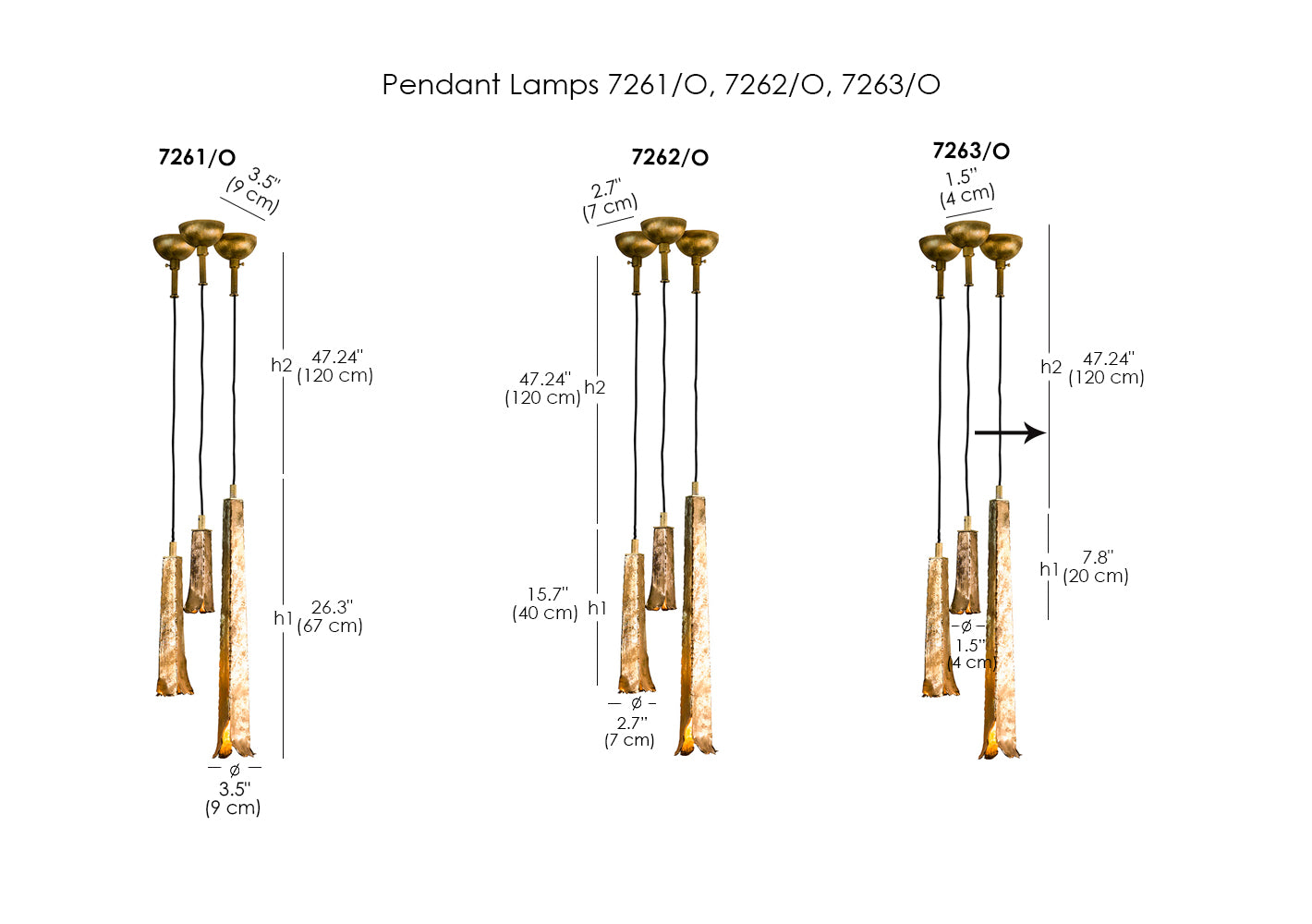 Pendant Lamps 7261/O, 7262/O, 7263/O