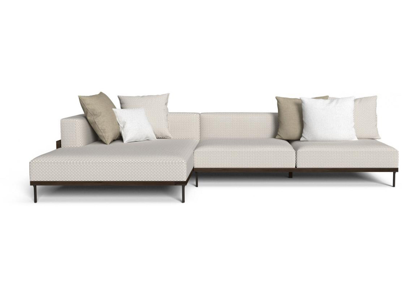 Finish - Rosewood Frame White-Beige Cushions