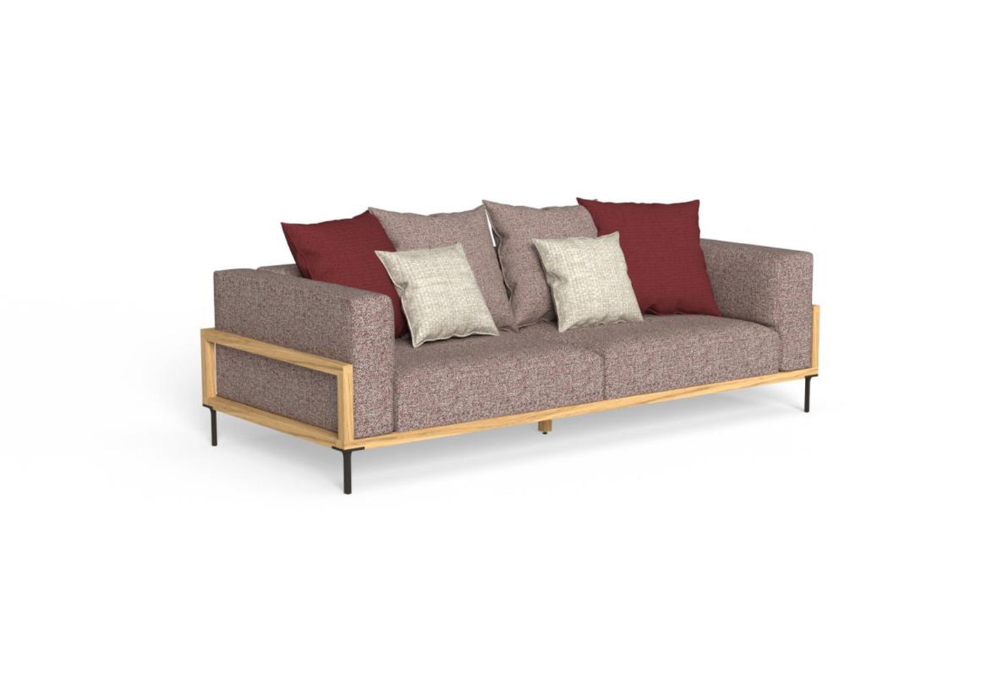 Finish - Natural Teak Frame Mambo Red Cushions