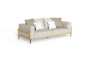 Finish - Natural Teak Frame White-Beige Cushions