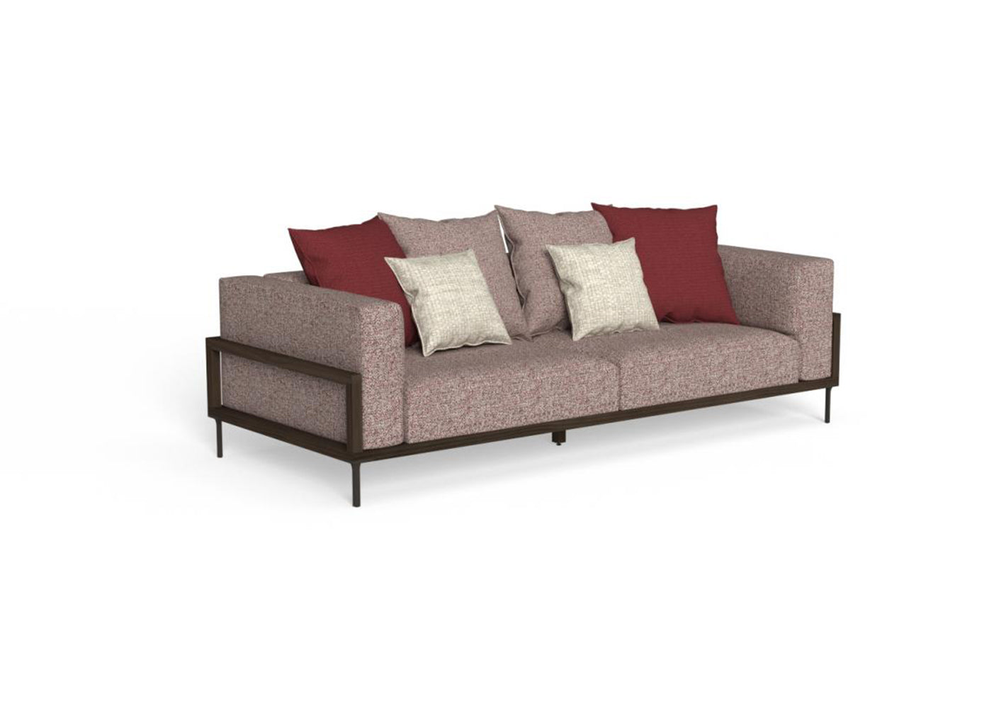 Finish - Rosewood Frame Mambo Red Cushions