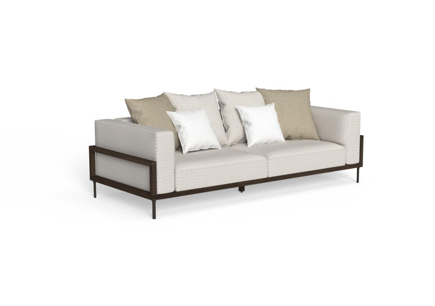 Finish - Rosewood Frame White-Beige Cushions