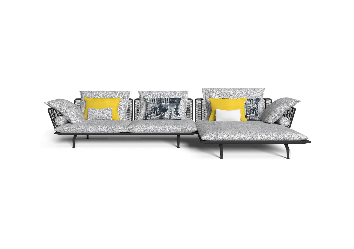 Finish - Graphite Frame White Cool Grey Cushions